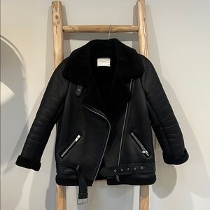 Zara black bomber fur jacket